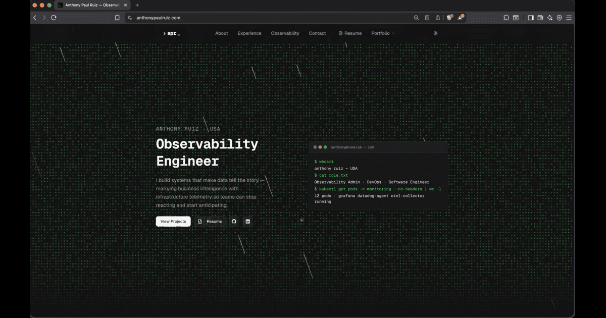 anthonypaulruiz.com — portfolio site hero screenshot