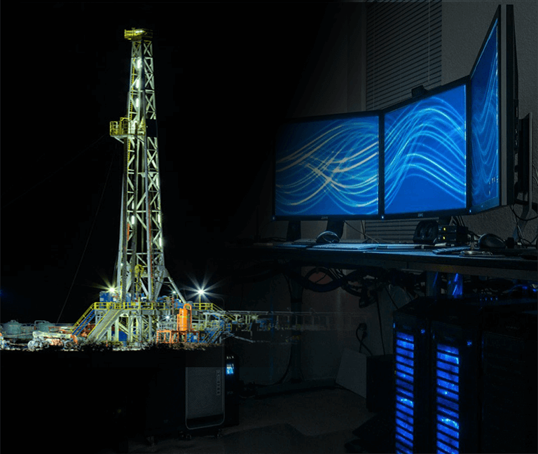 oil rig and computer